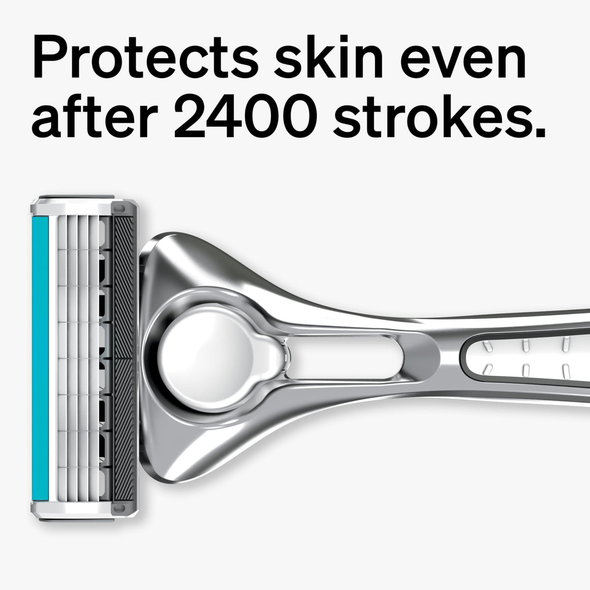 Schick Quattro lubricating strip close detail showing Aloe and vitamin blend