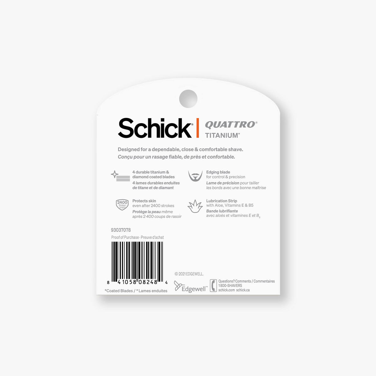 Schick six-count pack next to a ruler showing scale and convenient multi-cartridge supply