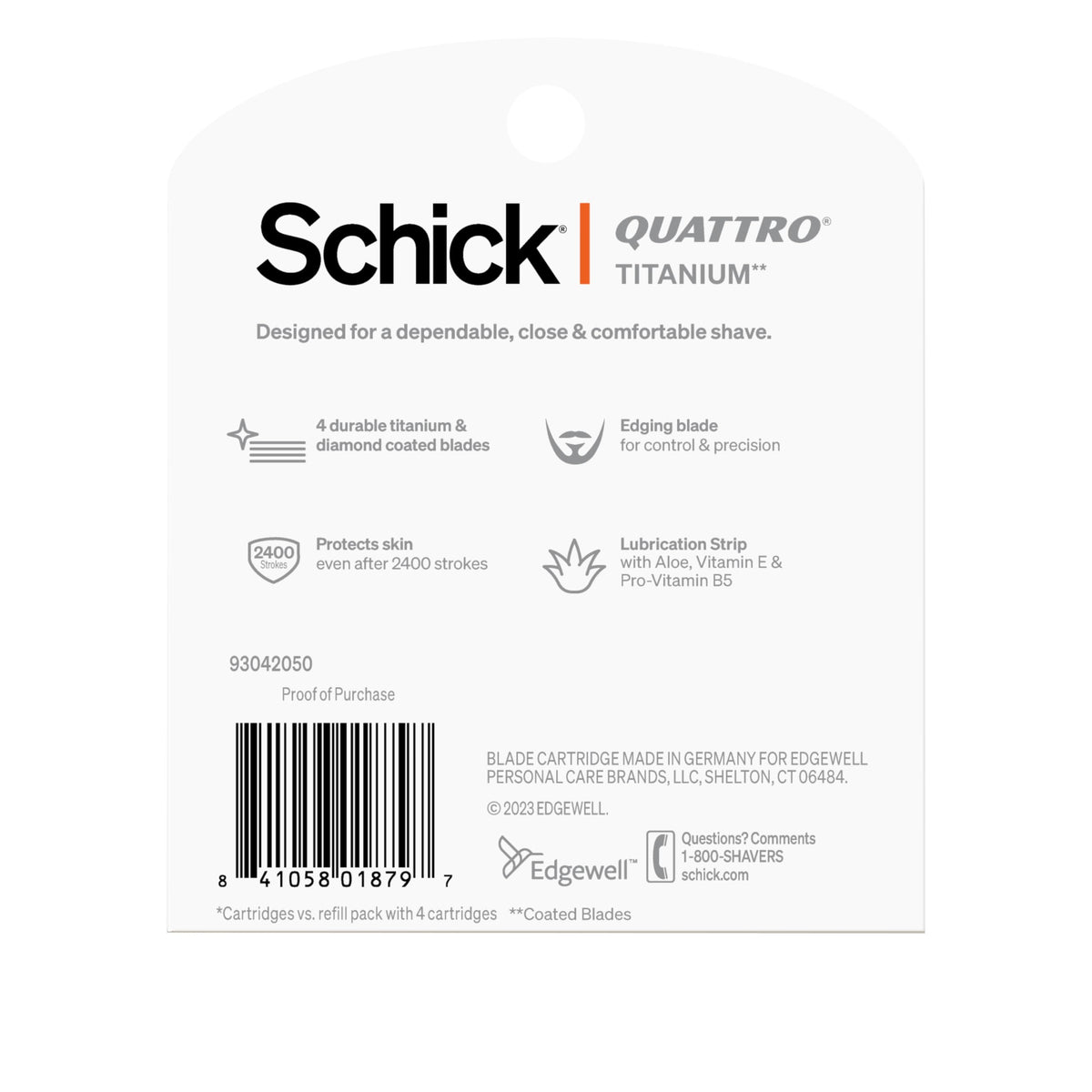 Schick Quattro cartridge next to a coin to show size and easy replacement