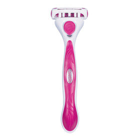 Schick Quattro refills beside razor showing pack contents and long-lasting value