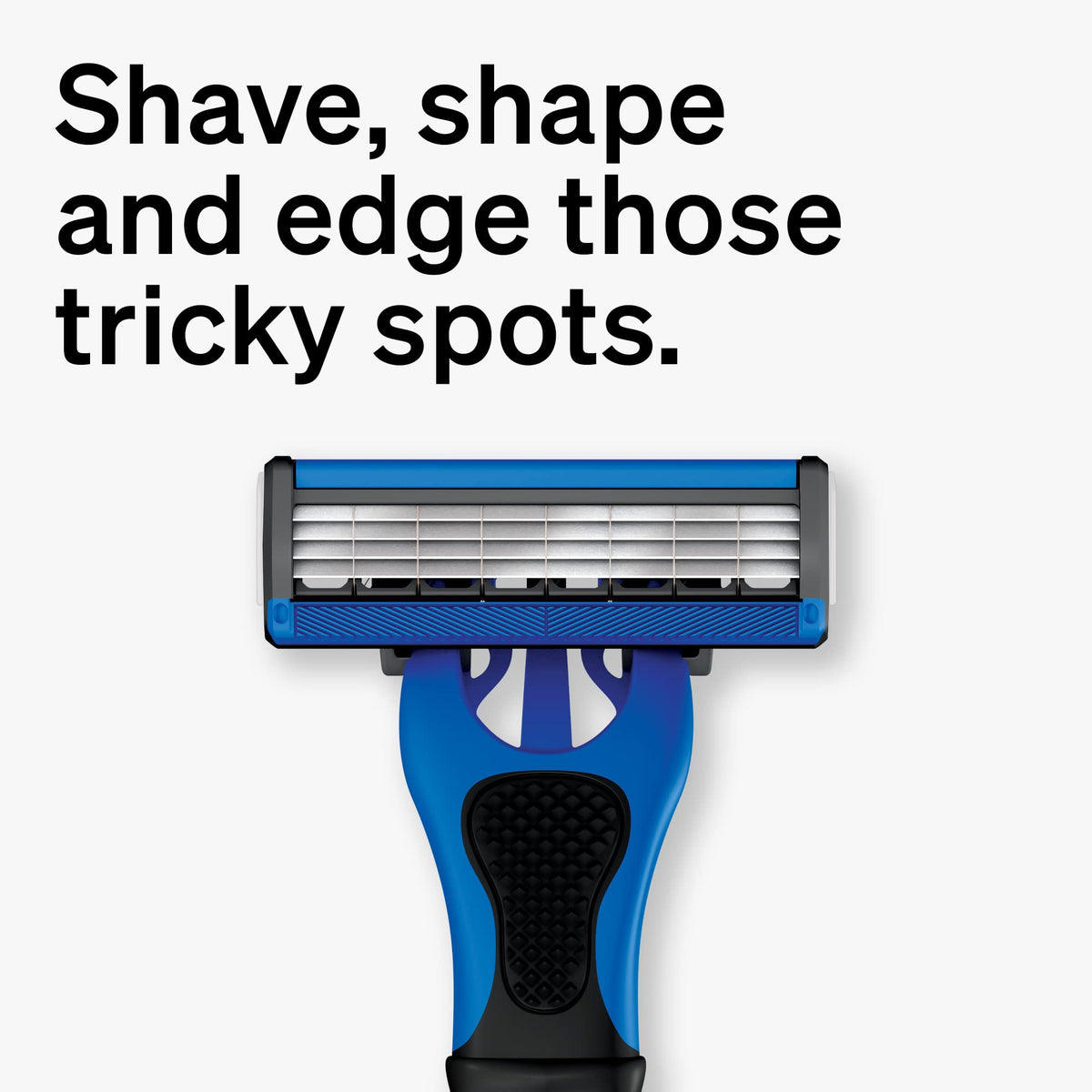 Schick blade close-up showing titanium-coated cutting surfaces for longer life