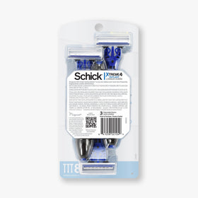 Schick razor next to coin showing compact size and easy storage
