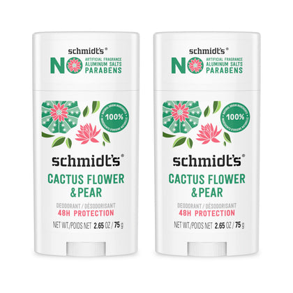 Schmidt's front packaging showing two sticks and natural benefits