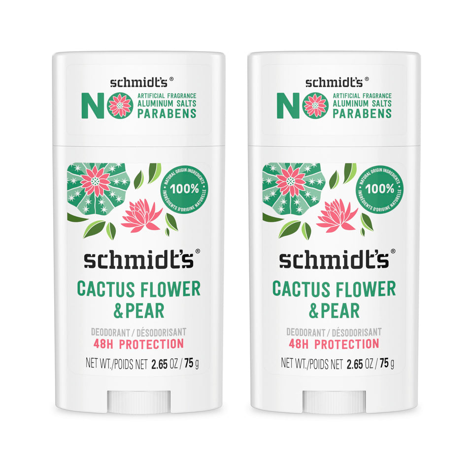 Schmidt's front packaging showing two sticks and natural benefits