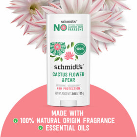 Schmidt's open deodorant stick texture highlighting smooth, non-greasy finish