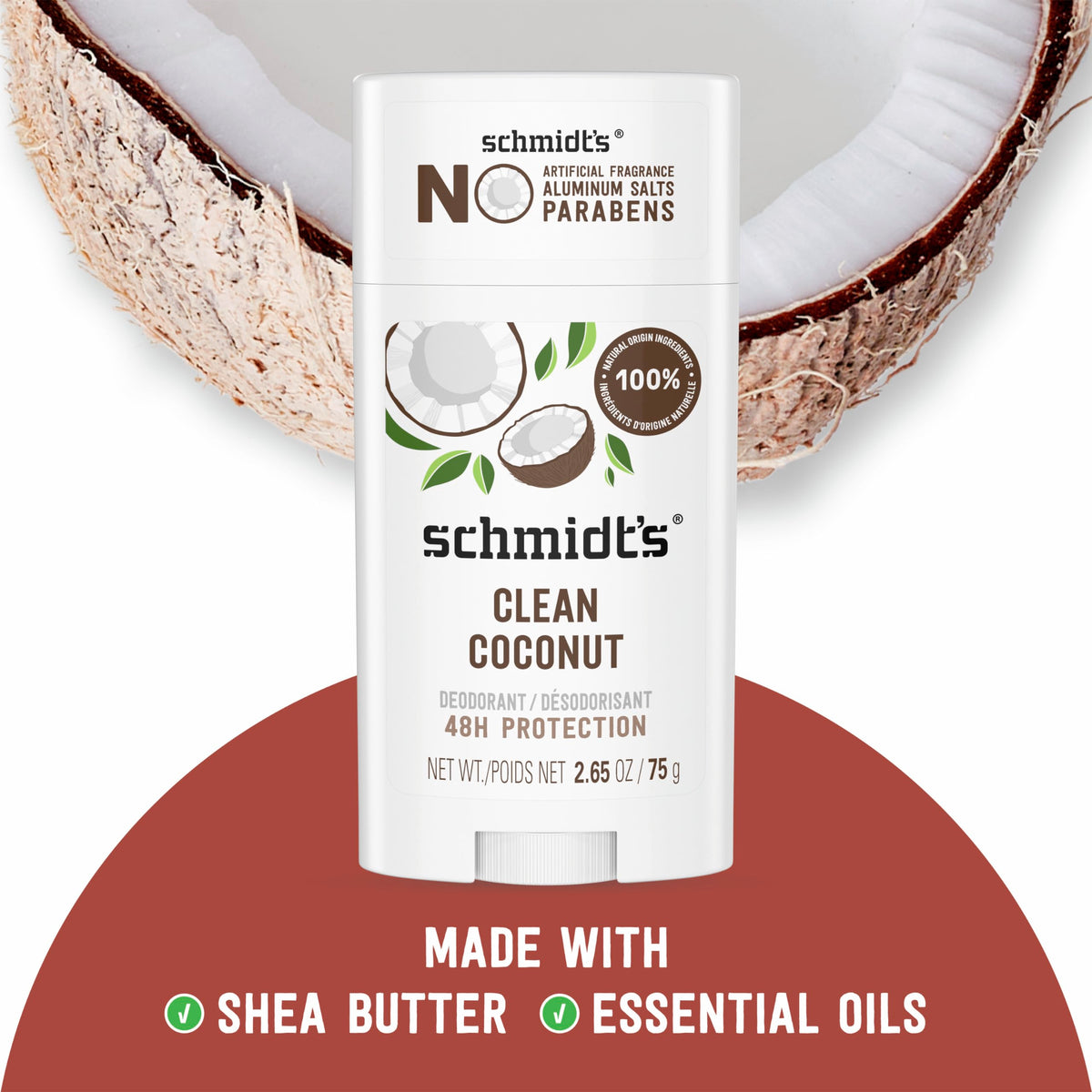 Schmidt's ingredient list close-up highlighting natural components