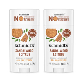 Schmidt's front packaging showing two sticks and clear product benefit