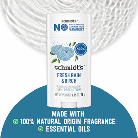 Close-up of Schmidt's deodorant stick texture highlighting smooth, non-greasy finish