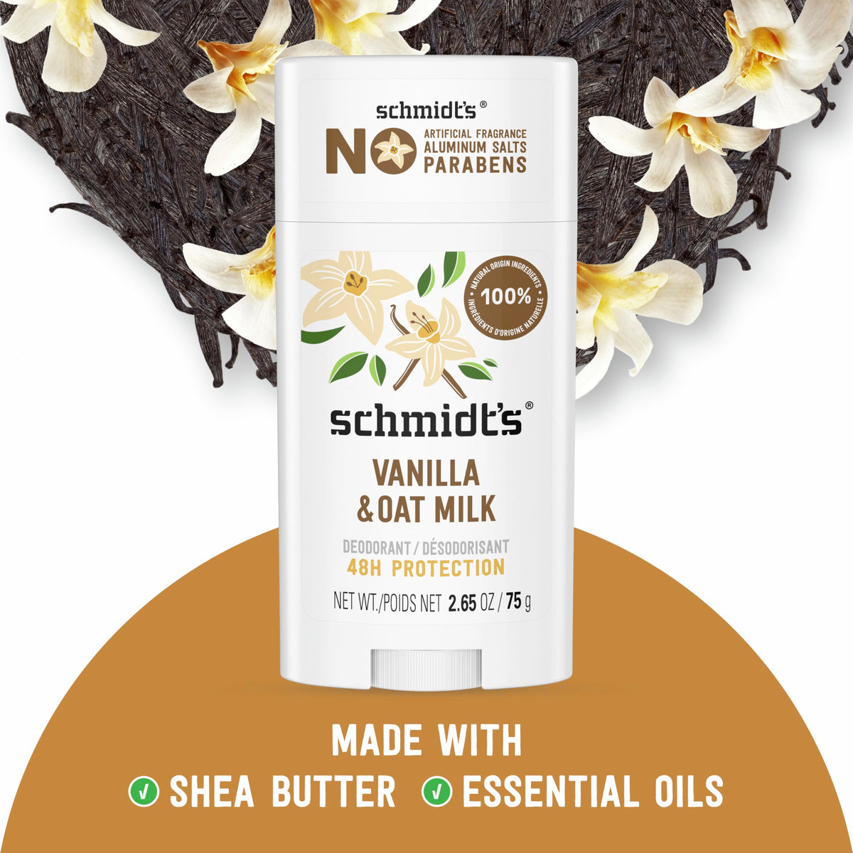 Schmidt's vanilla & oat milk being applied to underarm for fresh protection