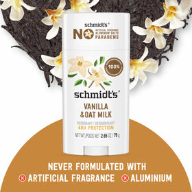 Schmidt's vanilla & oat milk next to a ruler showing 2.65 oz size