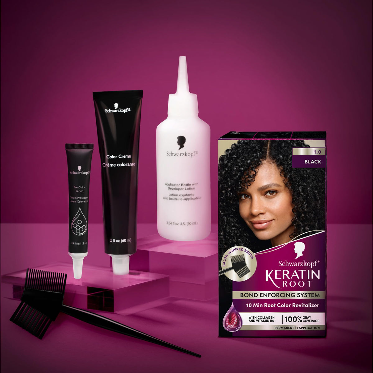 Schwarzkopf application on hairline closeup delivering natural-looking coverage