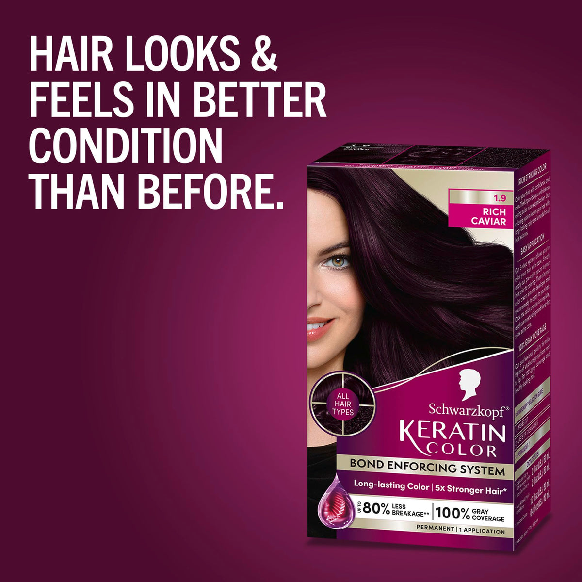 Schwarzkopf before and after hair styling comparison showing improved tone and smoother texture