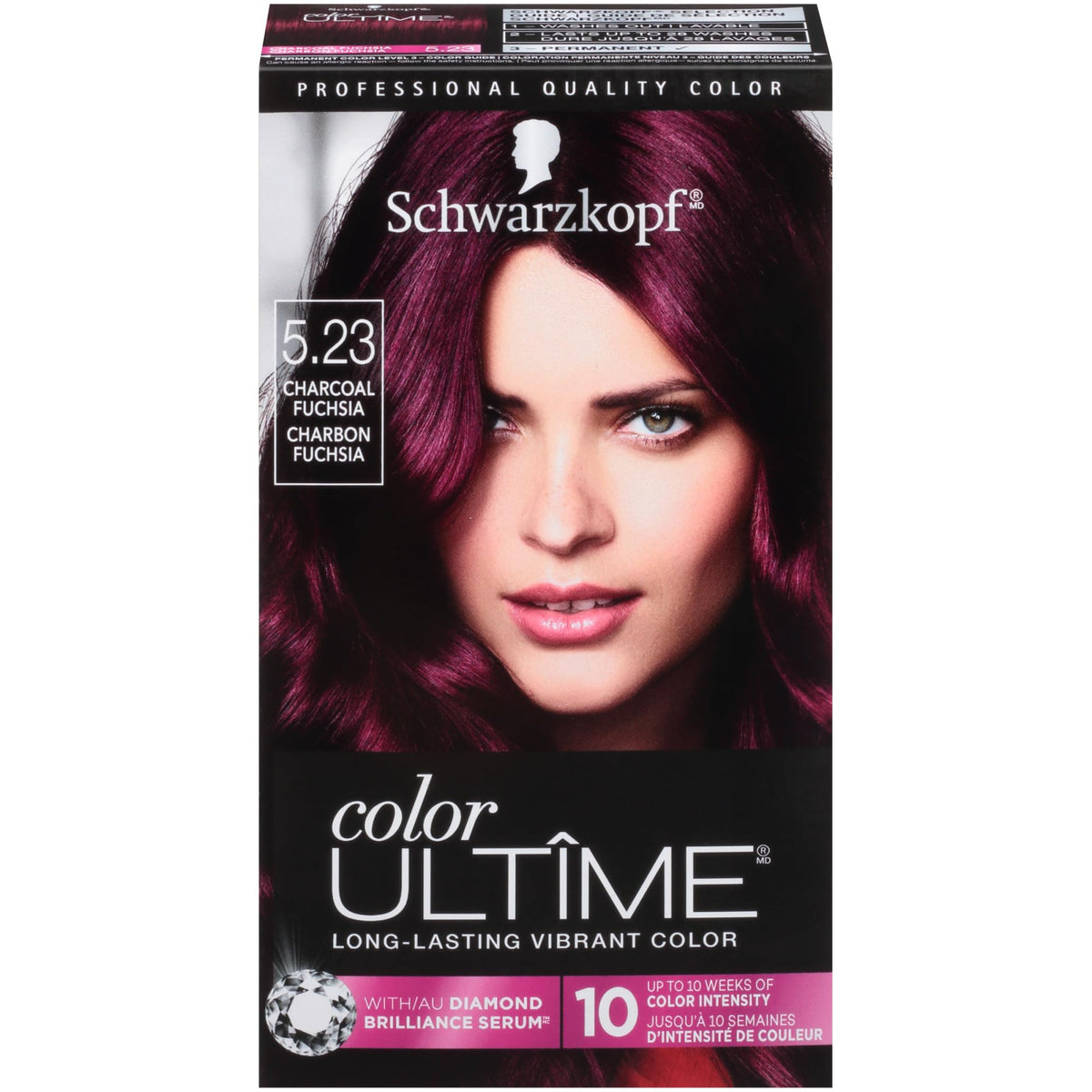 Schwarzkopf front packaging showing charcoal fuchsia shade and glossy finish benefit