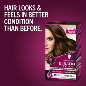 Schwarzkopf Delicate Praline hair swatch demonstrating warm medium brown result