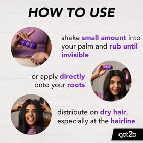 Schwarzkopf got2b in-hand application demonstrating easy sprinkle and styling