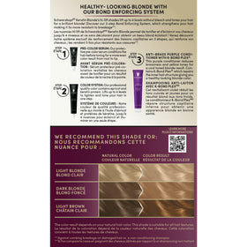 Schwarzkopf before and after transformation demonstrating lifted blonde