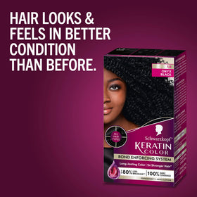 Schwarzkopf before-and-after hair photos showing improved strength and color benefit