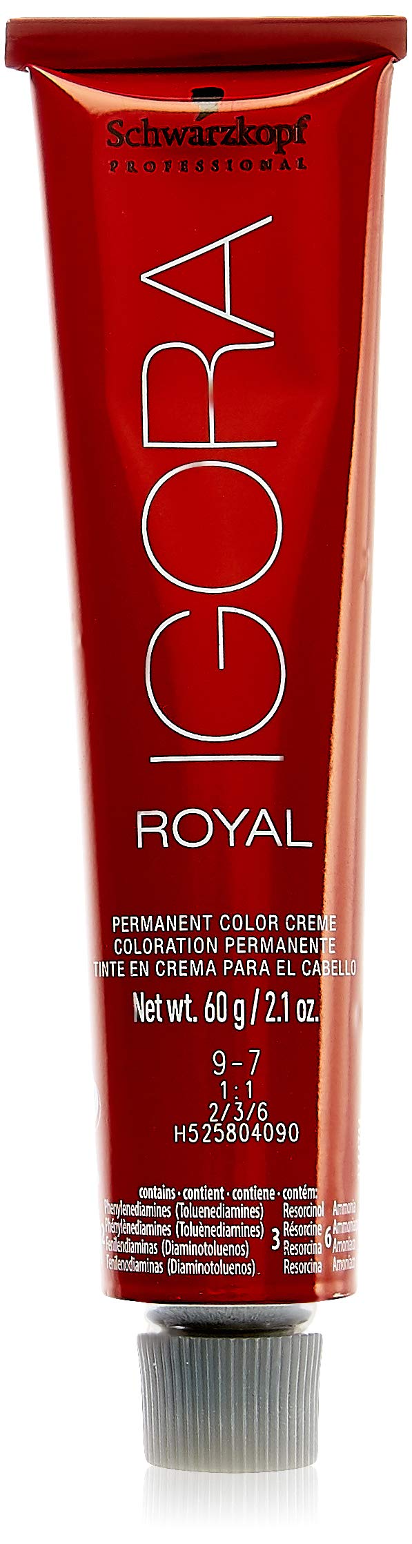 Schwarzkopf Professional Igora Royal tube front view showing shade 9-7 and clear labelling for accurate selection