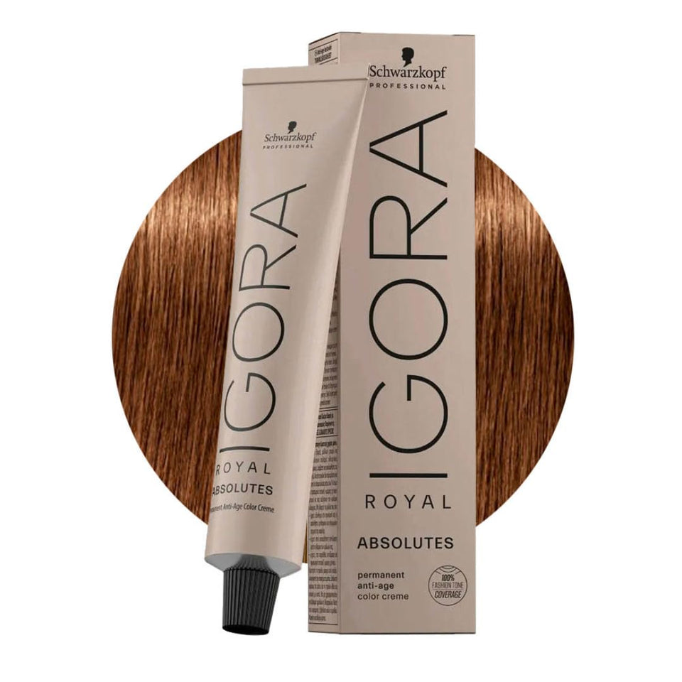 Schwarzkopf Igora Royal Absolutes front packaging shows shade and benefits