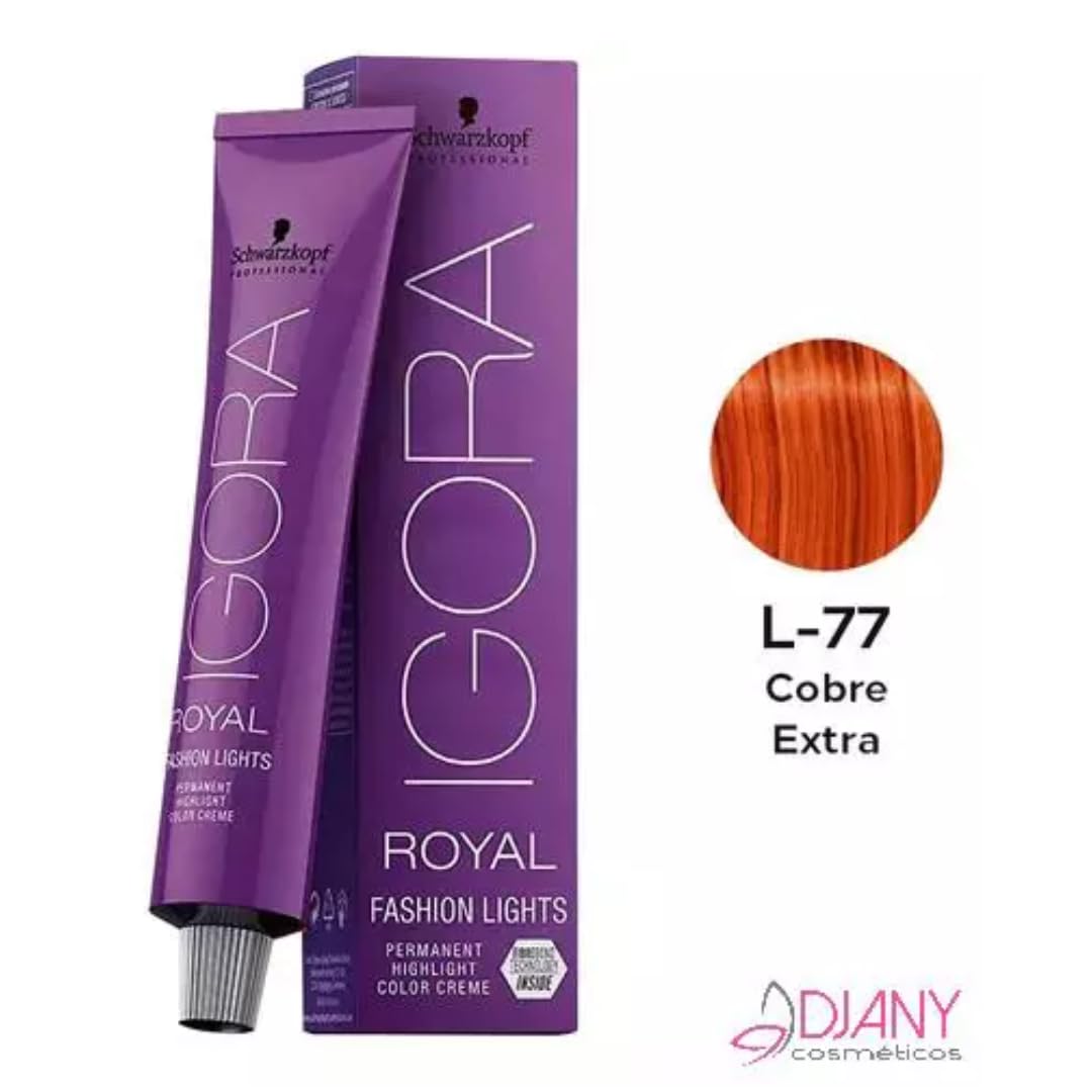 Schwarzkopf Igora Royal L-77 application in foil demonstrating precise copper highlight result