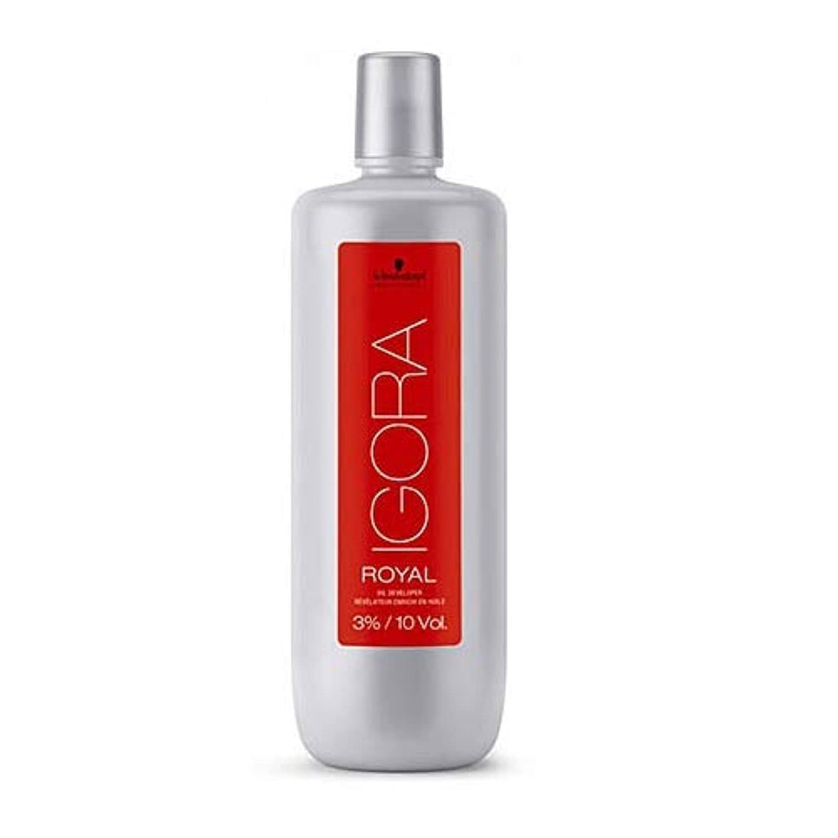Schwarzkopf Igora Royal front bottle showing label and 1L size, professional supply benefit
