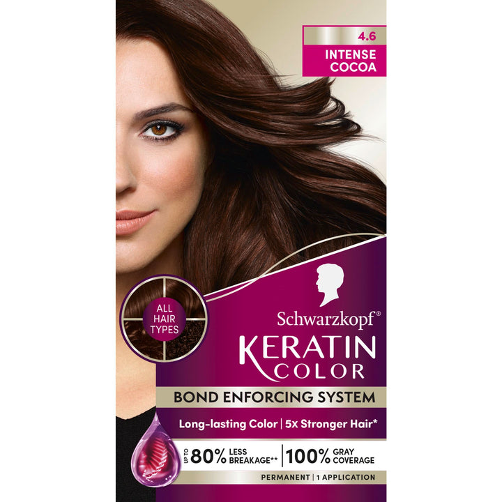 Schwarzkopf front packaging showing Intense Cocoa shade and key benefits