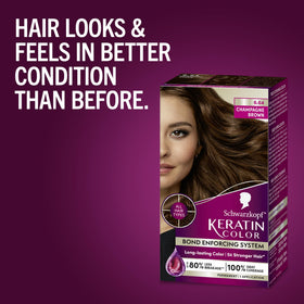 Back view of hair after Schwarzkopf color application showing even champagne brown coverage