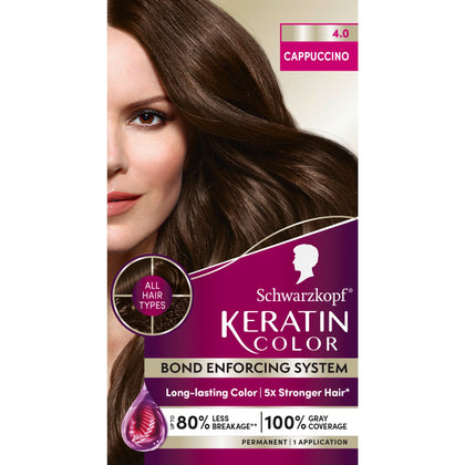 Schwarzkopf front packaging showing Cappuccino shade with clear benefits