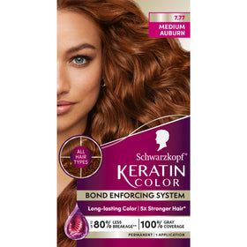 Schwarzkopf front box showing medium auburn shade and professional benefits