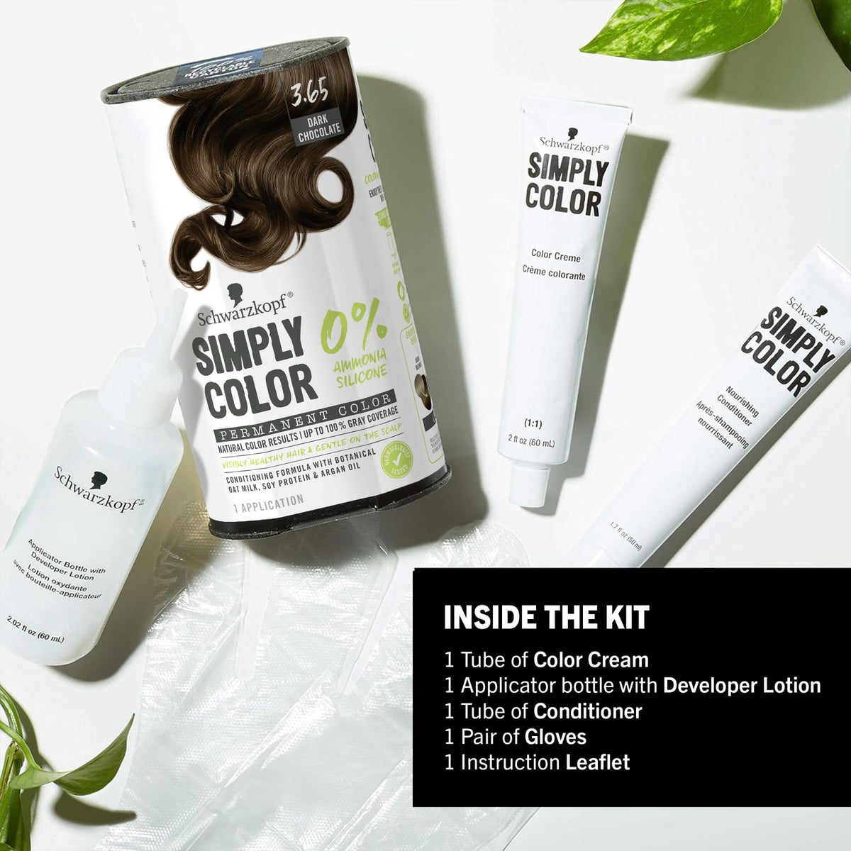 Recyclable packaging label on Schwarzkopf Simply Color box promoting sustainability