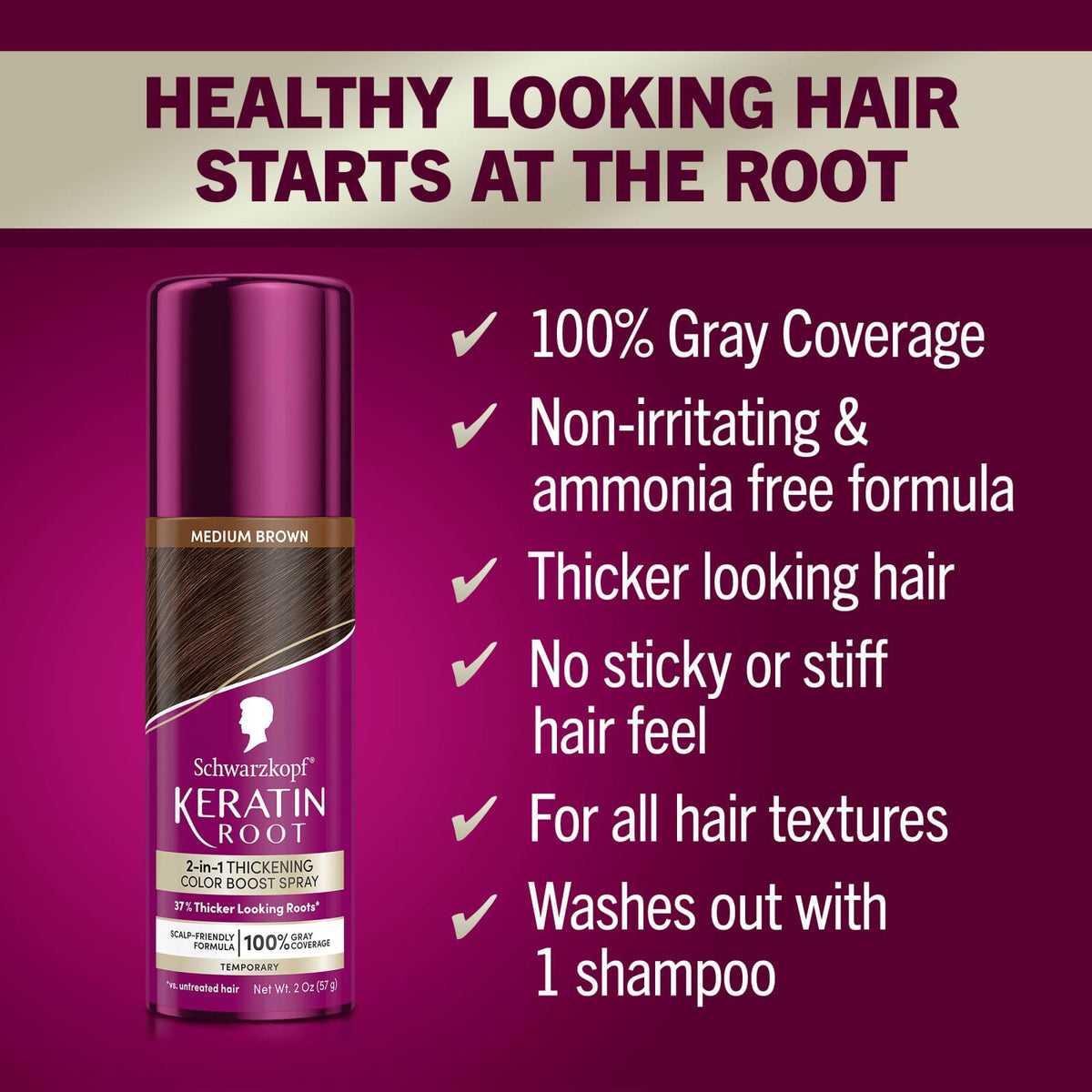 Schwarzkopf color texture on hair roots showing fuller-looking, natural finish