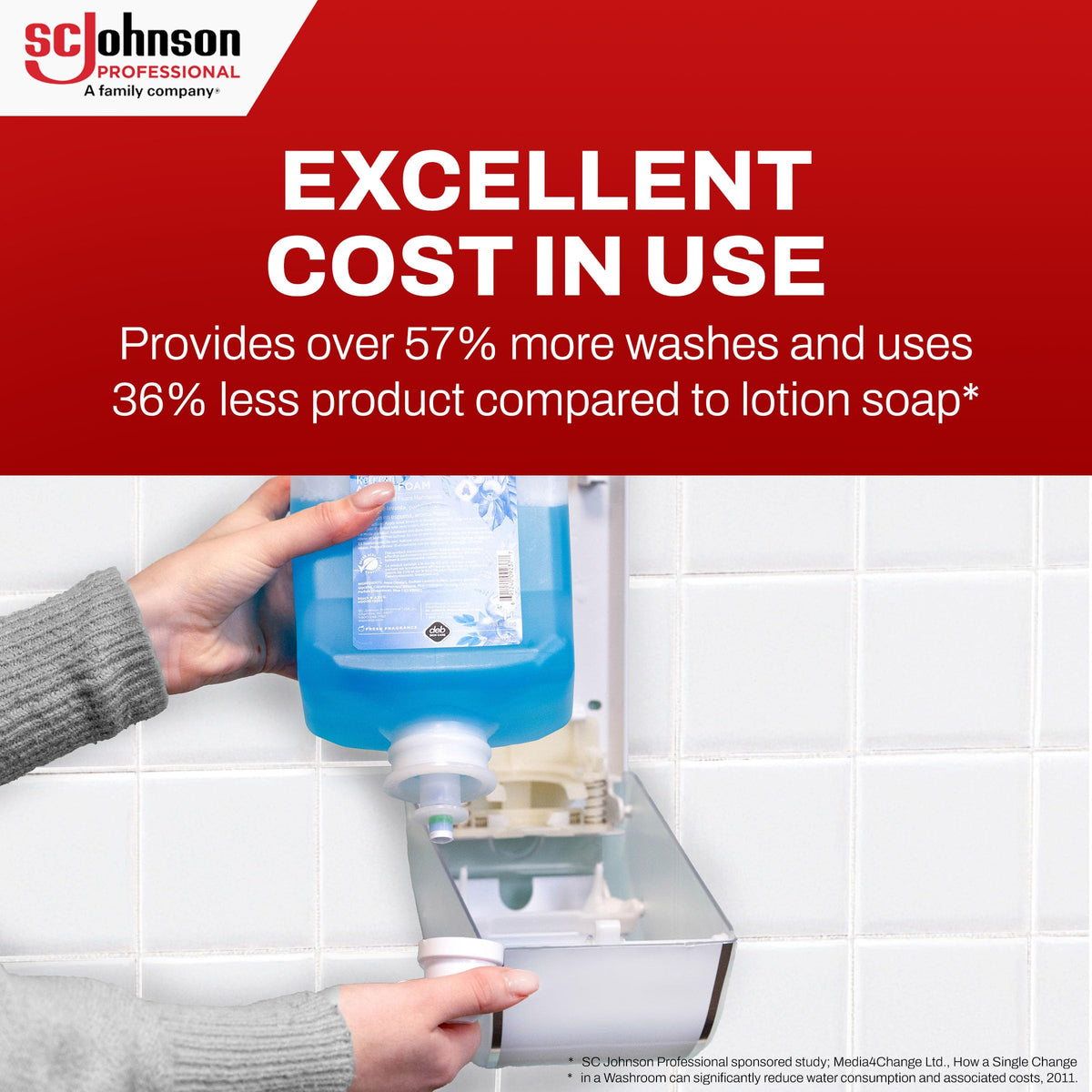 SC Johnson Professional cartridge installed in dispenser for quick replacement and reliable dosing