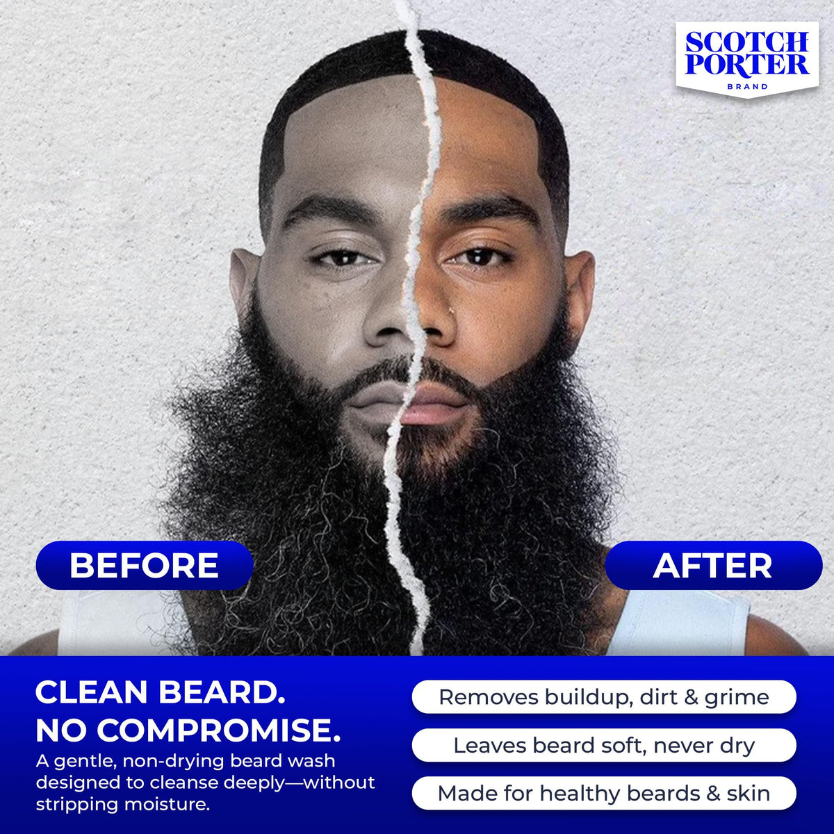 Scotch Porter lather on hand demonstrating gentle foaming and cleansing