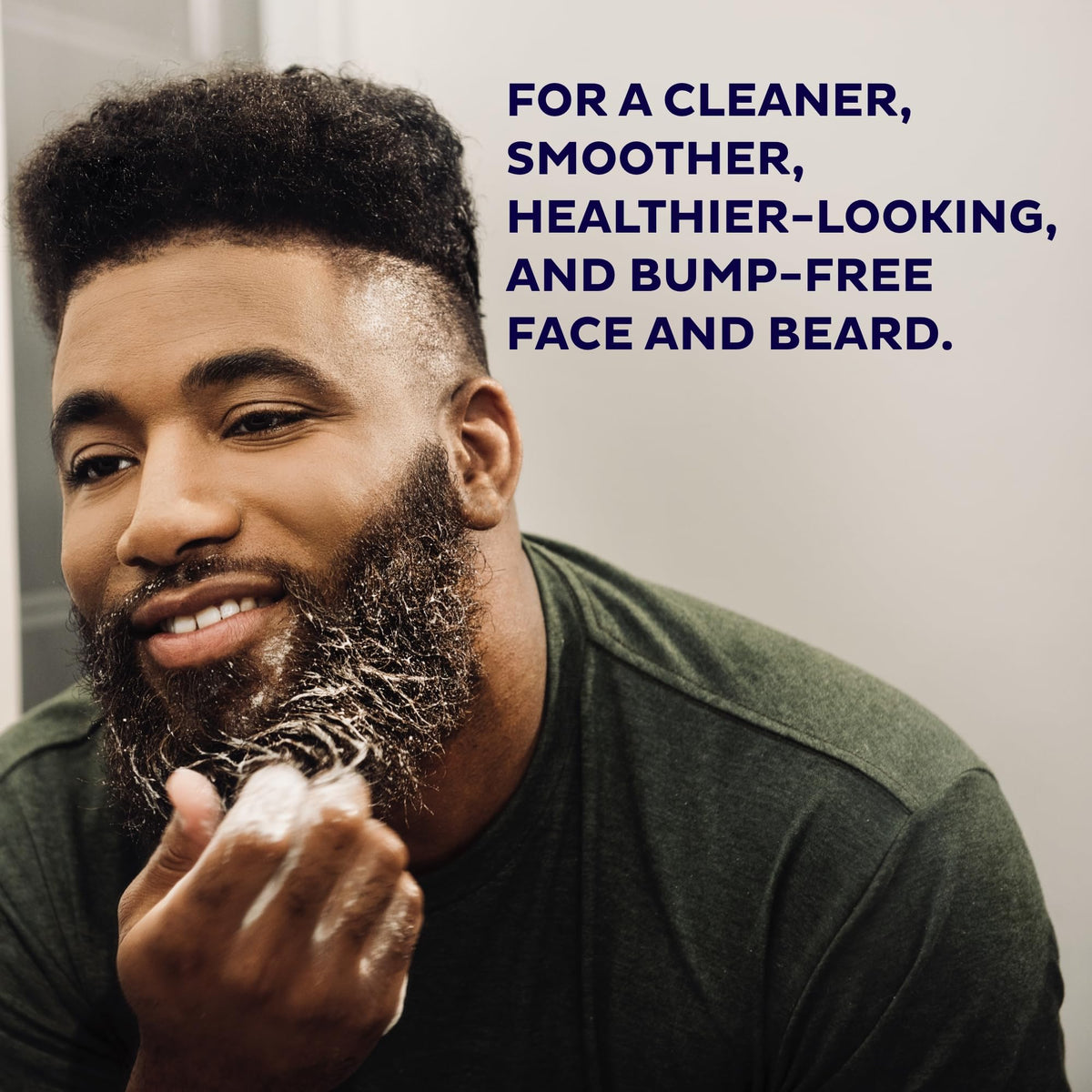 Scotch Porter foam in palms demonstrating creamy lather for effective beard cleansing benefit