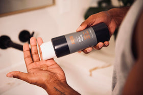 Scotch Porter pouring shampoo into hand for easy-use demonstration