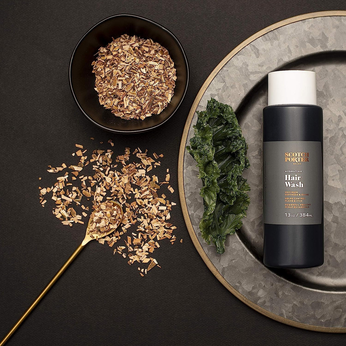 Scotch Porter shampoo paired with balm showing complete styling regimen benefit