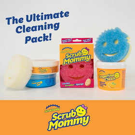 Close-up of the three Scrub Daddy pastes highlighting texture and application benefits