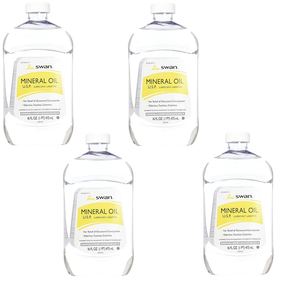 Scrubbles Swan mineral oil front bottle view showing label and clear oil for multipurpose use