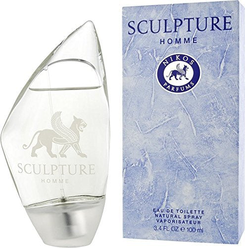 Sculpture by Nikos bottle close-up highlighting glass design and spray nozzle for precise application
