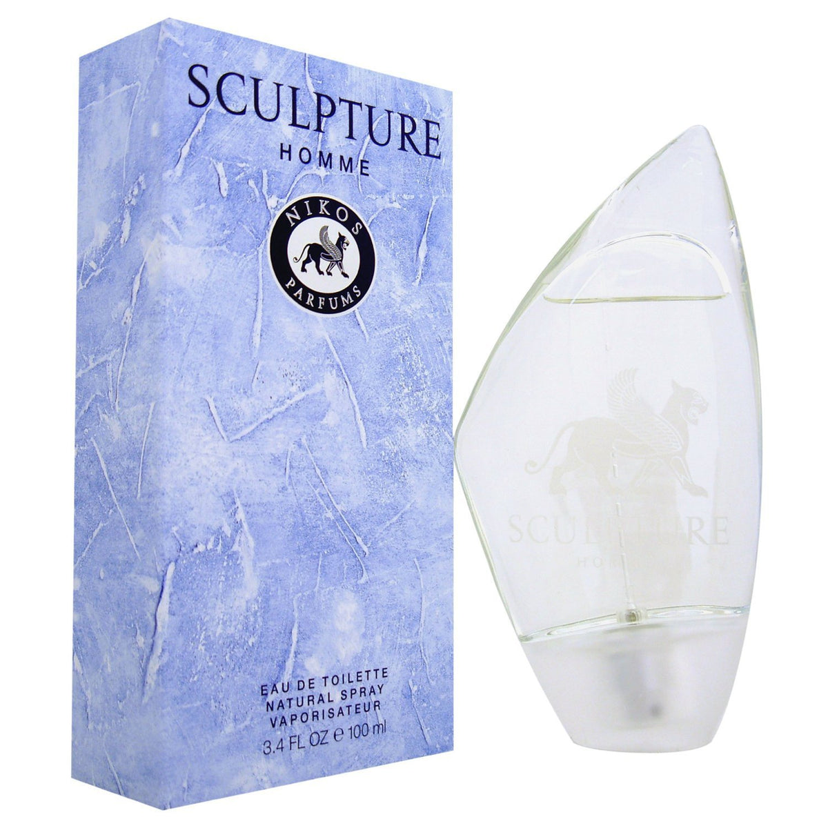 Sculpture by Nikos front packaging showing 100ml and clear branding, ideal gift presentation