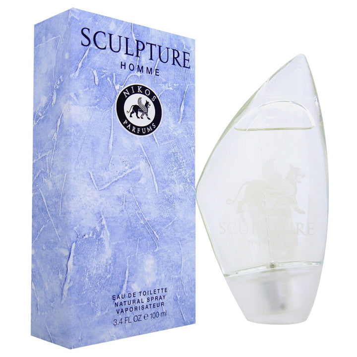 Sculpture by Nikos front packaging showing 100ml and clear branding, ideal gift presentation