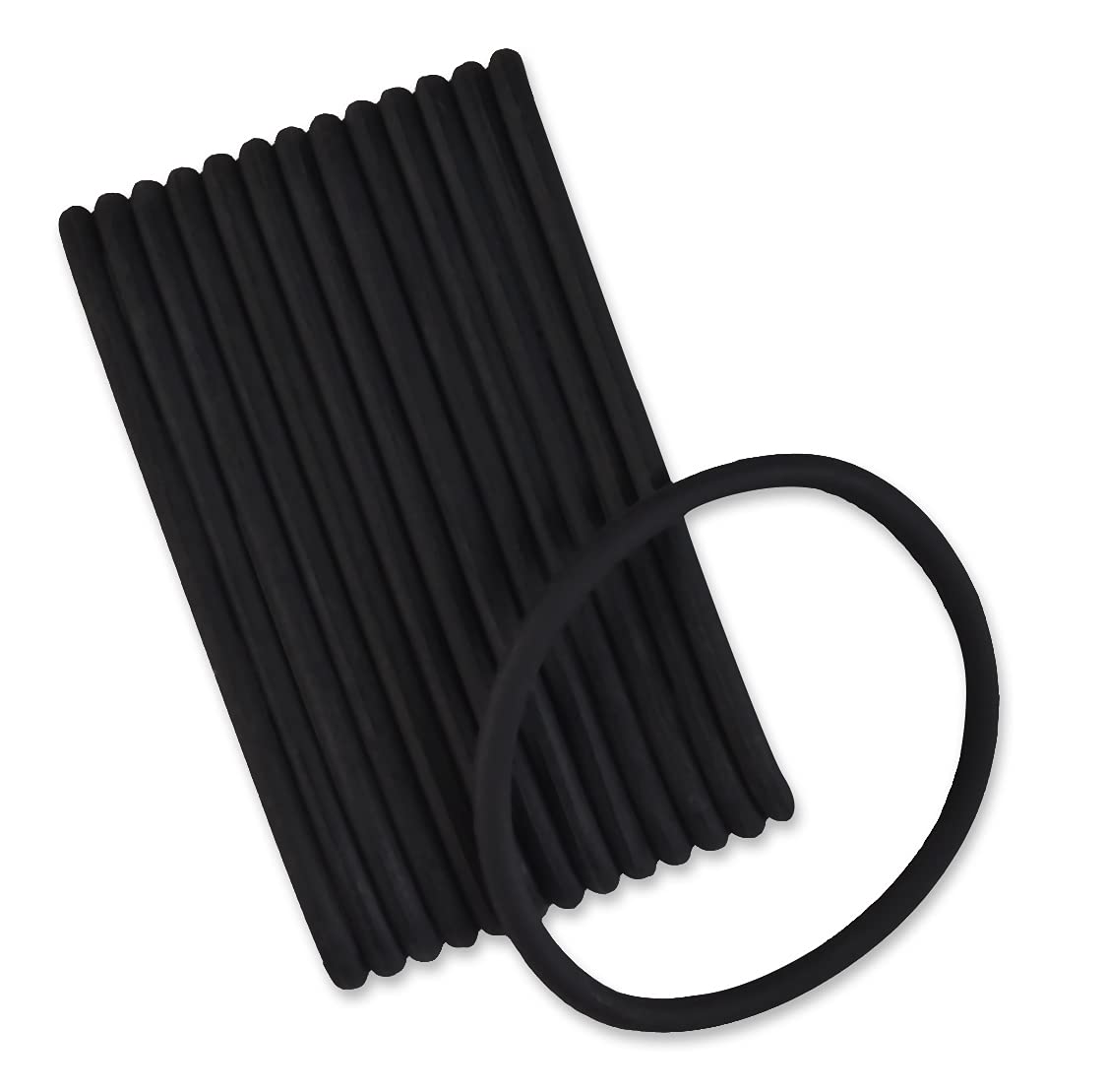 Scunci elastics beside a coin illustrating compact size and portability