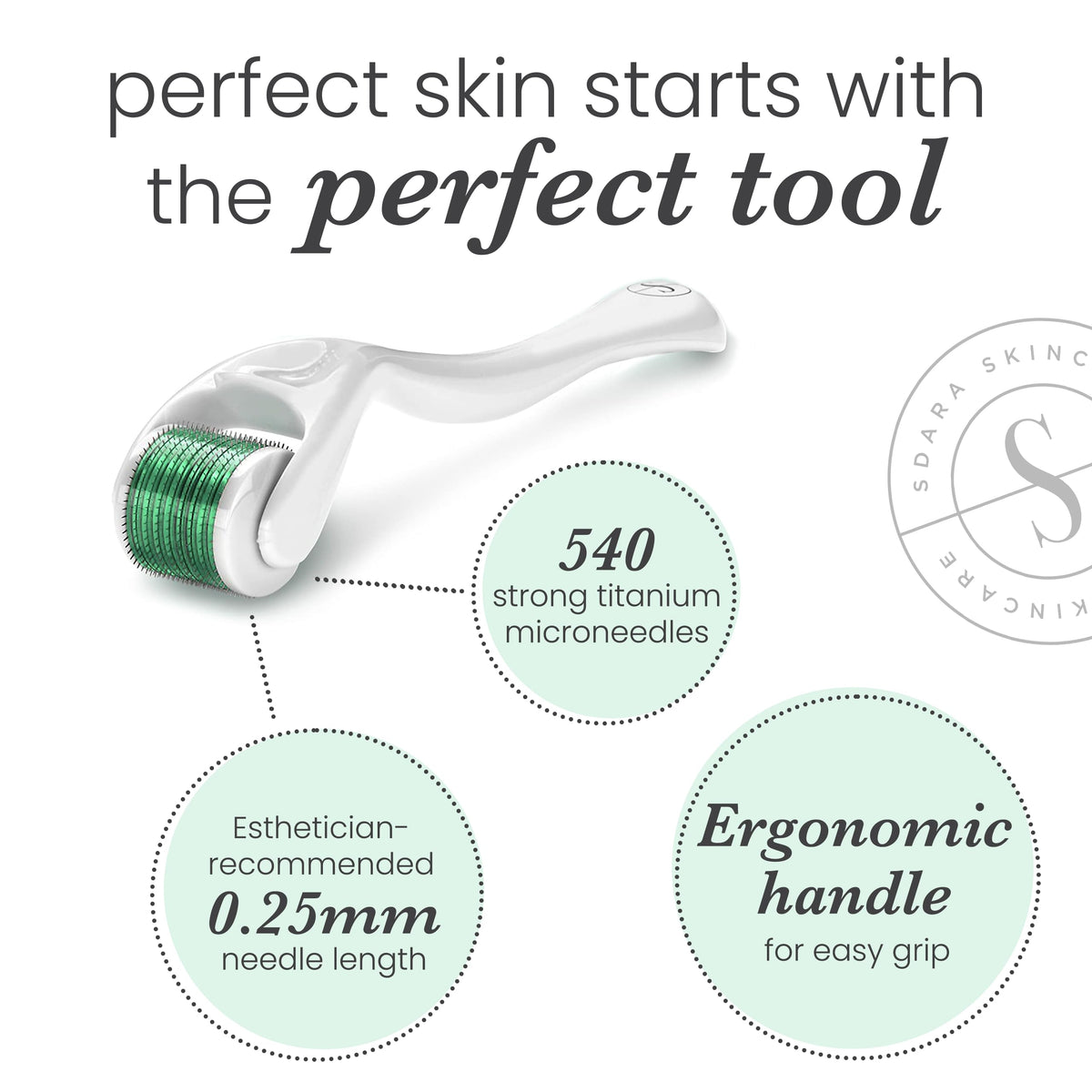 Sdara Skincare roller used on scalp to help topical product absorption