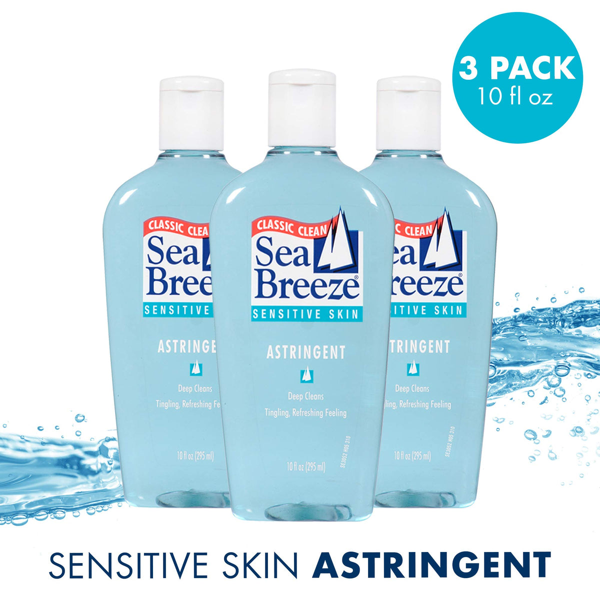 Seabreeze close-up label detail highlighting product name and sensitive formula