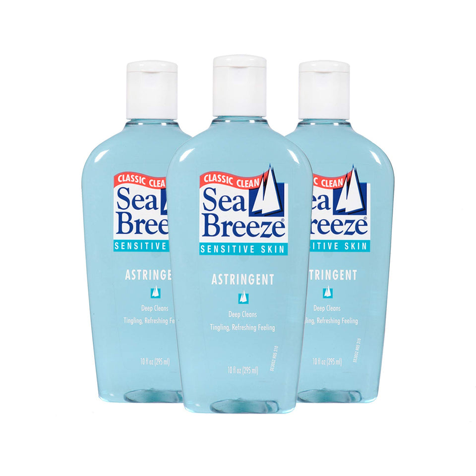 Seabreeze front packaging showing three 10 fl oz bottles and clear benefits
