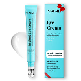 Seacall front packaging showing the 15ml retinol eye cream and benefits