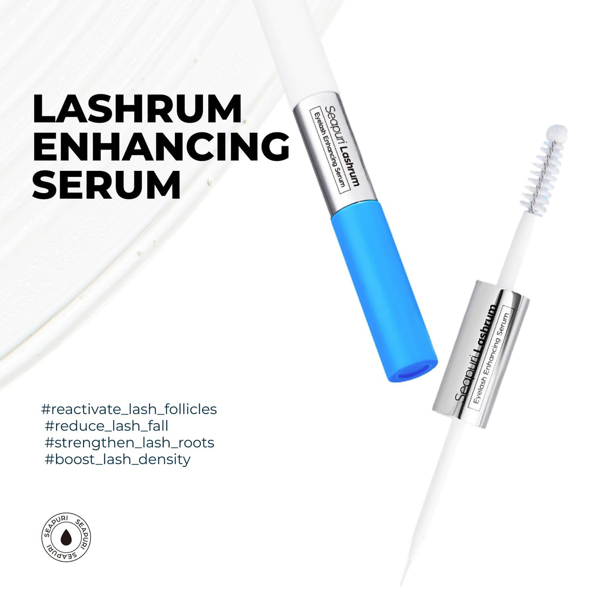 Seapuri Lashrum dual brush detail for precise and full application