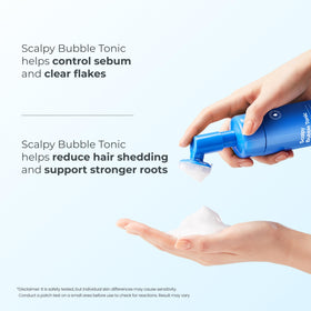 Seapuri foam on fingertips ready for targeted scalp application