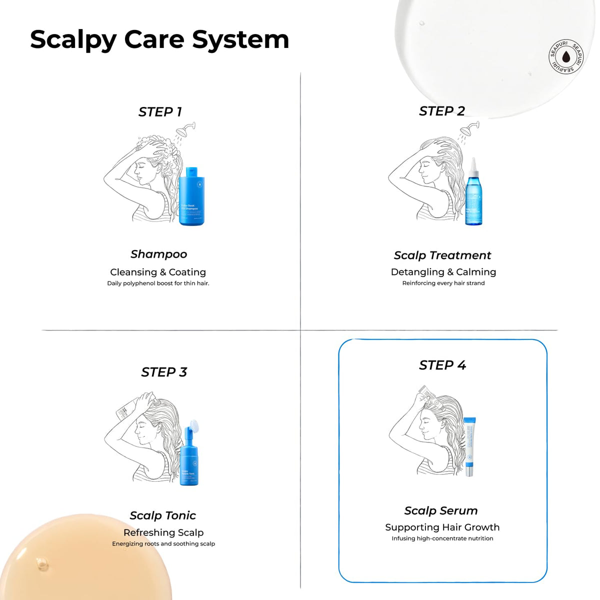 Seapuri menthol cooling visual conveying instant refreshing scalp relief