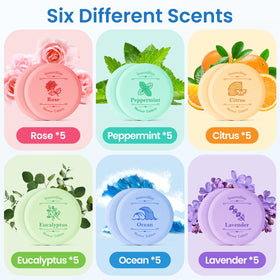 SeasonBliss six scents arrangement with color-coded tablets for easy selection